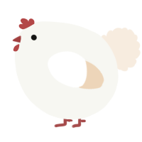 A white and cream chicken