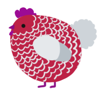 A crimson and mist chicken with a lace pattern