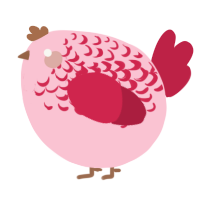 A rose and crimson chicken with a half-lace pattern