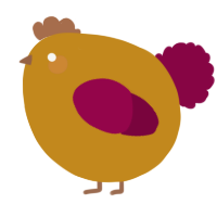 A ochre and maroon chicken