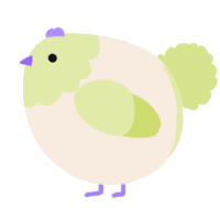 A cream and lemon chicken with a head pattern