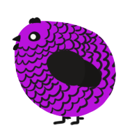 A amethyst and sable chicken with a lace pattern