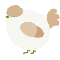 A white and beige chicken