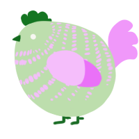 A gluppy and lavender chicken with a bar pattern