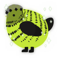 A lime and sable chicken with a bar pattern