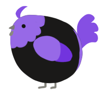 A sable and blurple chicken with a head pattern