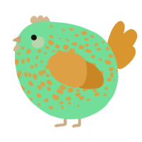 A spring and orange chicken with a speckle pattern