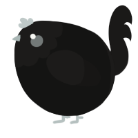 A black and sable chicken with a head pattern
