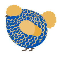 A ultramarine and honey chicken with a lace pattern