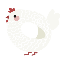 A white chicken with a lace pattern