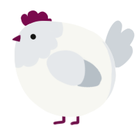 A white and mist chicken with a head pattern