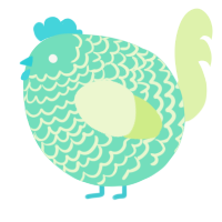 A mint and apple chicken with a lace pattern