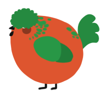 A vermilion and viridian chicken with a neck-speckle pattern