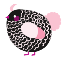 A sable and rose chicken with a lace pattern