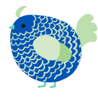 A ultramarine and gluppy chicken with a lace pattern