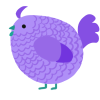 A lilac and blurple chicken with a lace pattern