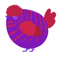 A violet and crimson chicken with a bar pattern