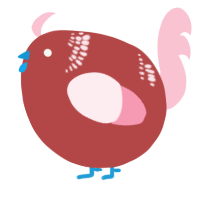 A red and rose chicken with a neck-band pattern