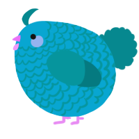 A cerulean and teal chicken with a lace pattern