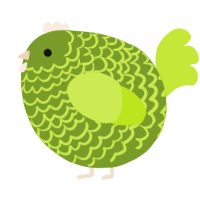 A chartreuse and lime chicken with a lace pattern