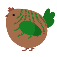 A brown and leaf chicken with a half-bar pattern