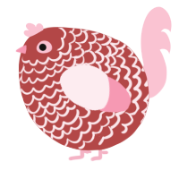 A red and rose chicken with a lace pattern