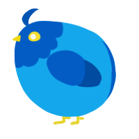 A sky and ultramarine chicken with a head pattern