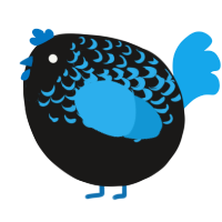 A sable and sky chicken with a half-lace pattern