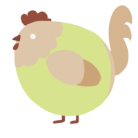 A lemon and beige chicken with a head pattern