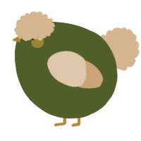 A olive and beige chicken