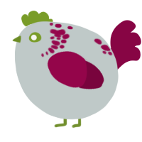 A silver and maroon chicken with a neck-speckle pattern
