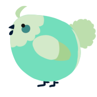 A mint and gluppy chicken with a head pattern