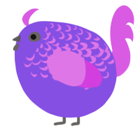 A blurple and orchid chicken with a half-lace pattern