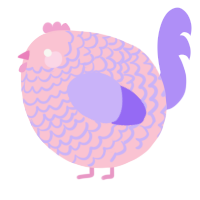 A rose and lilac chicken with a lace pattern