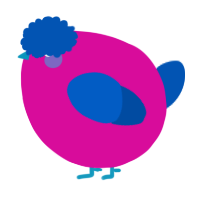 A fuchsia and ultramarine chicken