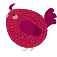 A crimson and maroon chicken with a lace pattern