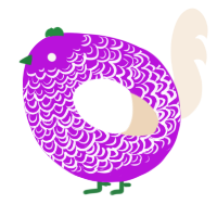 A amethyst and cream chicken with a double-lace pattern