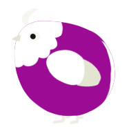 A plum and white chicken with a head pattern