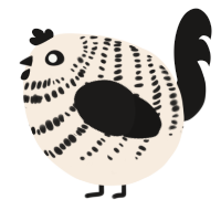 A cream and sable chicken with a bar pattern