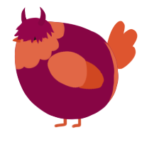 A maroon and vermilion chicken with a head pattern