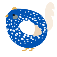 A ultramarine and cream chicken with a speckle pattern