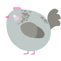 A silver and ash chicken with a neck-speckle pattern