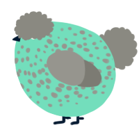 A mint and ash chicken with a speckle pattern