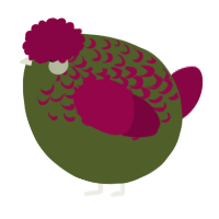 A olive and maroon chicken with a half-lace pattern