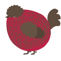 A crimson and bark chicken with a double-lace pattern