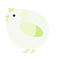 A white and apple chicken with a neck-speckle pattern
