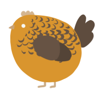 A orange and bark chicken with a half-lace pattern