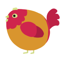 A orange and crimson chicken with a head pattern