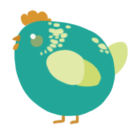 A turquoise and lemon chicken with a neck-speckle pattern