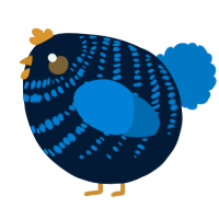 A tumblr and sapphire chicken with a bar pattern